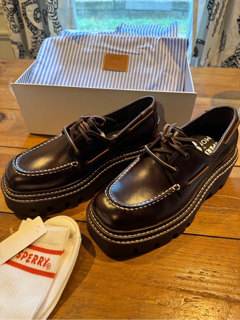 SPERRY + MONSE Amaretto color Authentic Original 2-Eye Lug Boat Shoe Size 8 - Picture 6 of 9